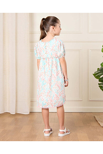 REDTAG Girls White Printed Dress