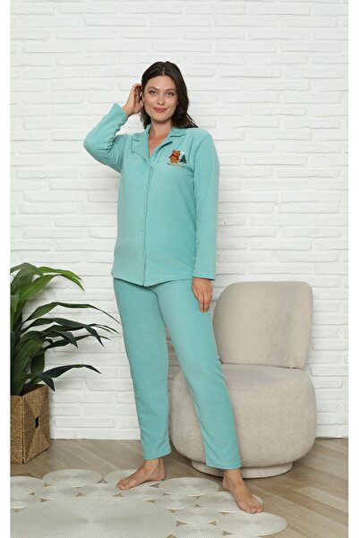 Wordex Fwn 1601 Buttoned Fleece Fabric Winter Women's Pajama Set