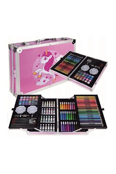 Galaxia Детски комплект за рисуване и рисуване, 145 части, метална кутия, розов
