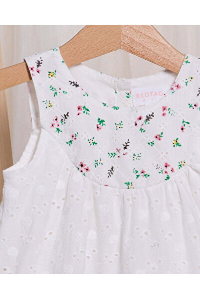 REDTAG Infant Girls White Embellished Dress