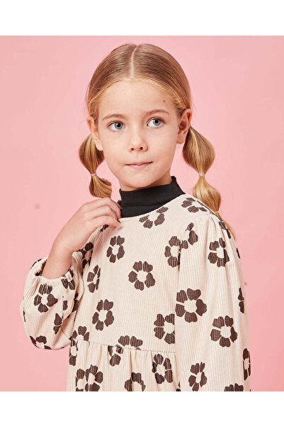 REDTAG Girls Beige Floral Print Dress