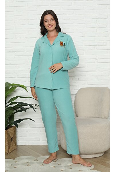 Wordex Fwn 1601 Buttoned Fleece Fabric Winter Women's Pajama Set