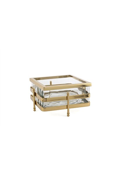 Mikasa Moor Gold Metal Standlı Kare Cam Sunumluk Kase 23x13cm