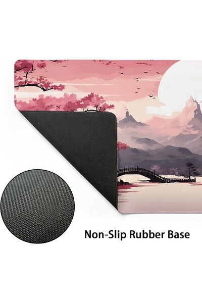 007 Sakura Japanese Pink XXL Gaming Mouse Pad, Extended Desk Mat, Non-Slip, Stitched Edges