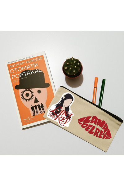 lovver Лана Дел Рей Торбичка за грим от печатен плат, калъф за моливи, чанта