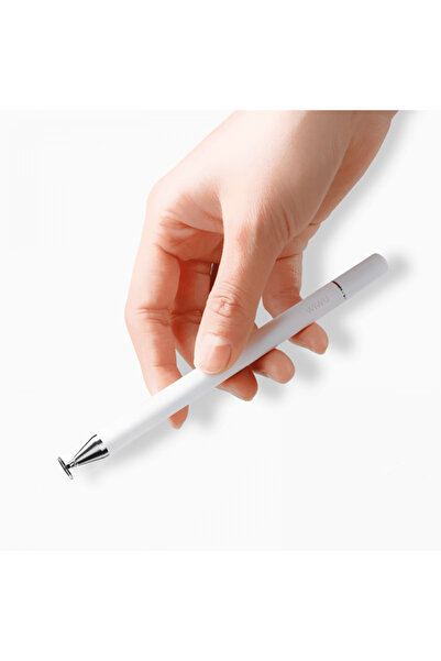 WIWU Pen with cap compatible with all Android and iOS smart devices. No charging or batteries required - white color.