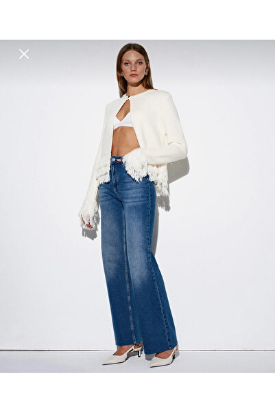 Dilvin Paçası Dikişsiz Likralı Geniş Pantolon