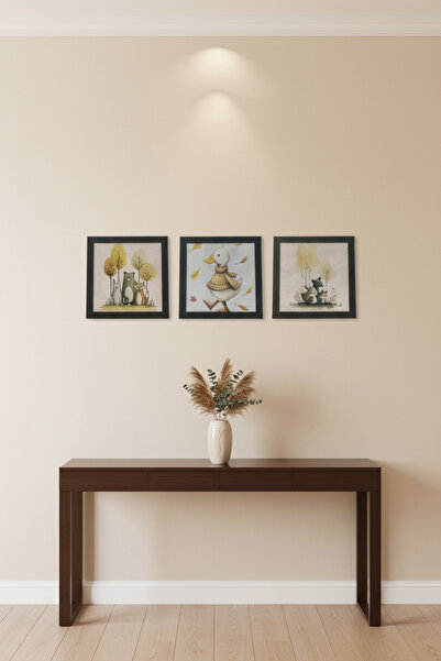 FourArts Pastel Forest Themed 3-Piece Framed Painting Set - Children's Room, Baby Room Decoration Products