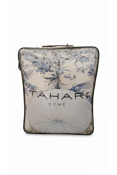 Bee Home Bed and Bath Avery Floral Blue | 100% Cotton Double 9-Piece Comforter Set | Black friday