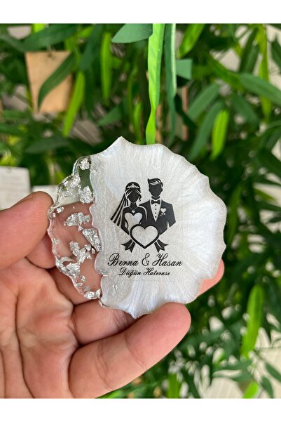 Uğur efendi şekerleme Epoksi Magnet 25 Adet Düğün Magneti Düğün Hatırası Bohç...