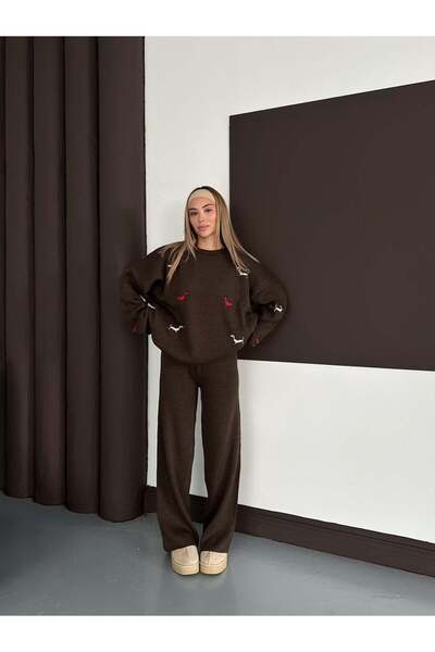 REDMİNA fashion Cute Dog Embroidered Knitwear Set