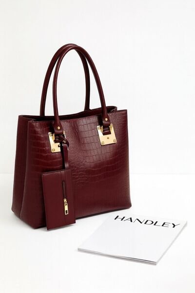 Handley Πολυτελής γυναικεία τσάντα χεριού και ώμου με σχέδιο κροκόδειλου