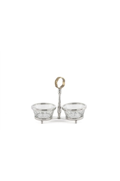 Mikasa Moor Silver Metallic 2-Compartment Glass Snack Bowl 22X10X18Cm