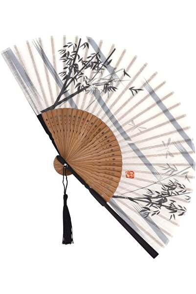 KASTWAVE مروحة يدوية صغيرة قابلة للطي والحمل - من الحرير والخيزران، على الطرا...