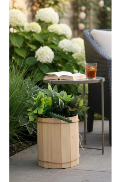 Woodzen Ahşap dekoratif saksı, vazo