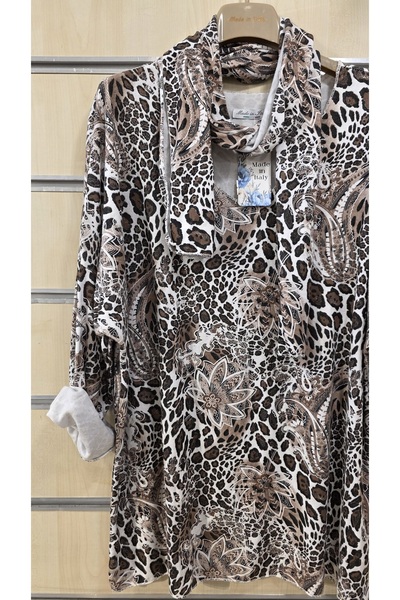 Park Moda Bluză cu șal leopard