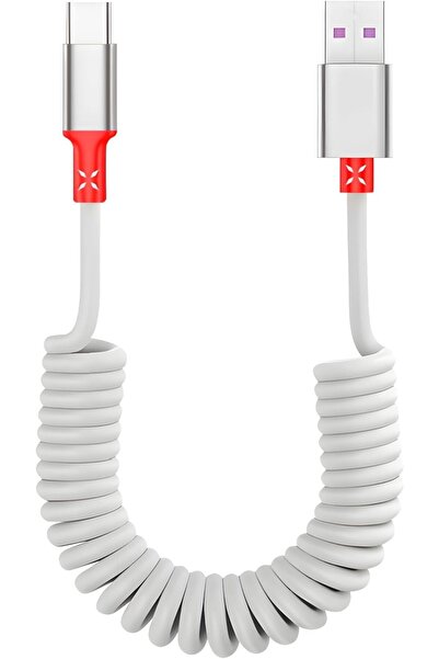 007 Retractable USB to USB-C 5ft CarPlay Cable for iPhone 16/15, TPU (White)