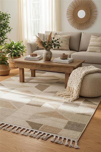 outlet halı deposu istanbul halı deposu Bej Örgü Desen Kesme Pera Bukle Halı