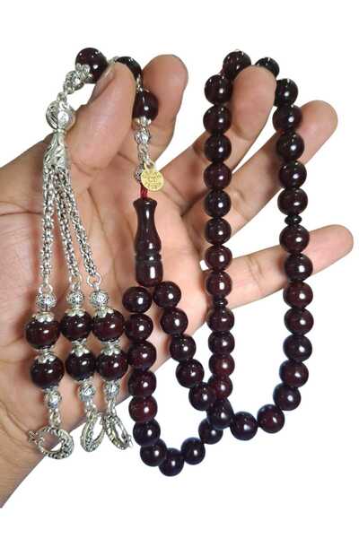 Cekke Tesbih سبحة أصلية من خشب العنبر 11 مم 45 حبة للاستخدام اليومي