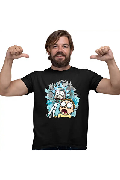 OEM Ανδρικό T-Shirt Rick and Morty με τον Επιστήμονα και τον Ανιψιό, Βοηθό