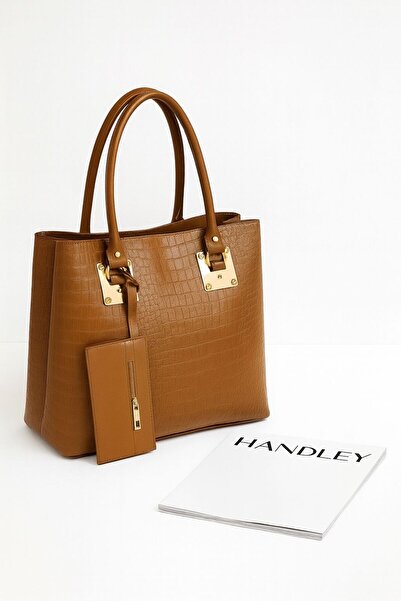 Handley Πολυτελής γυναικεία τσάντα χεριού και ώμου με σχέδιο κροκόδειλου