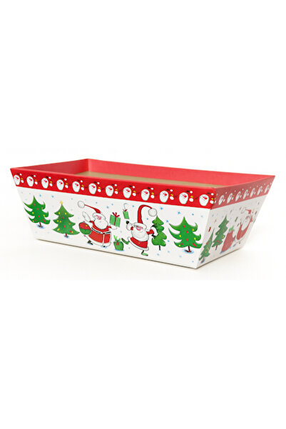 OEM Christmas gift box, sturdy cardboard, no lid, 37 x 28 x 10.5 cm, White/Red