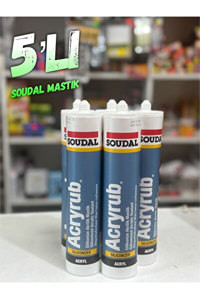 Nalbur Bakkal Soudal Silikonize Mastik 500gr Beyaz 5 Adet (Yeni Tarihli)