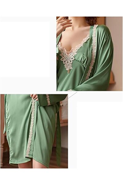 Margoun Women Satin 2-Piece Nightgown & Robe Set MG17