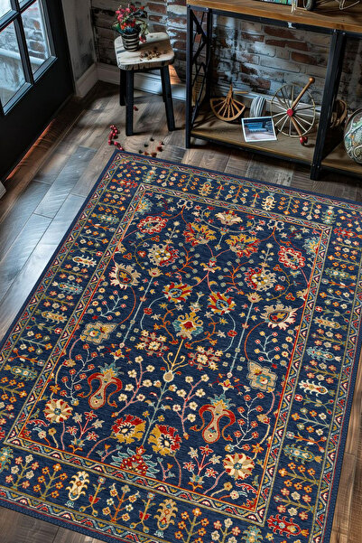 blcmoda Dokuma Taban Klasik Etnik Tasarım Yıkanabilir Kaymaz Taban Halı Yollu...