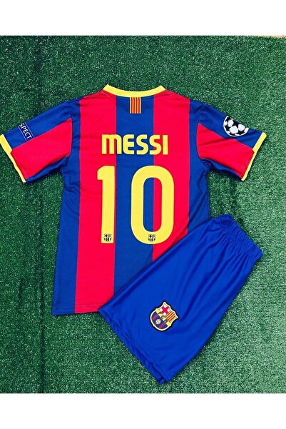 yenteks Lionel Messi Bordo 4 Lü Set Çocuk Futbol Forması Forma+Şort (çorap+bileklik) hediye