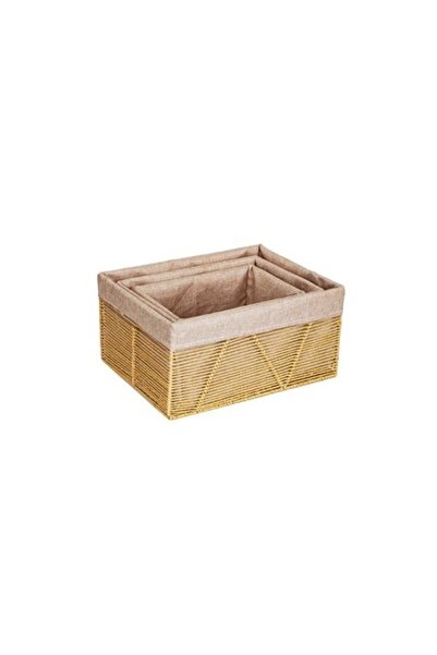 ANTBRO set of 3 cream storage baskets with cover, paper rope & textile