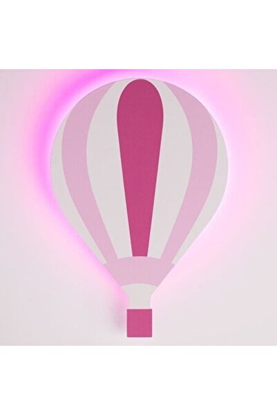 ANTBRO Lampă de noapte LED din lemn - formă de balon cu aer cald, alb/roz, Ø1...