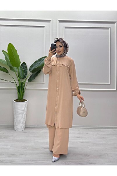 moda acar Frill Front Suit with Stone Details