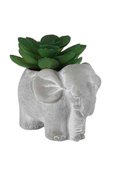 ANTBRO Ghiveci decorativ mini elefant 8x5x7.5 cm ANTBRO® - Vază ceramică etnică cu frunze artificiale