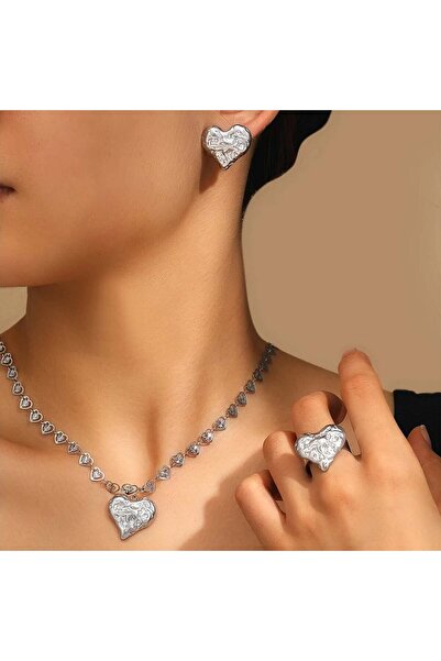 KEVSA Jewelry Set colier, cercei și inel din oțel inoxidabil - LPD1347