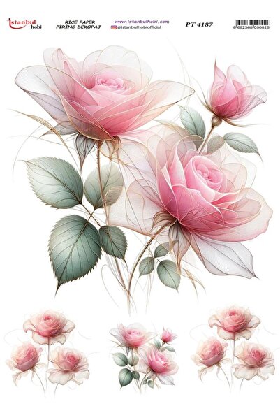 İstanbul Hobi Pirinç Dekopaj Kağıdı 30x42cm PT-4187 Çiçek