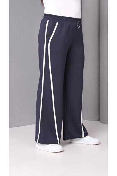 Ebsumu Women's Plus Size Extra Comfortable Fit Striped Smoked Sweatpants