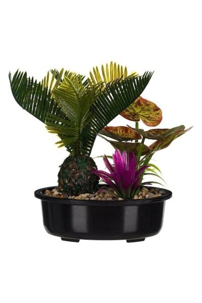 ANTBRO Ghiveci decorativ din plastic 22 cm – Design modern cu frunze artifici...