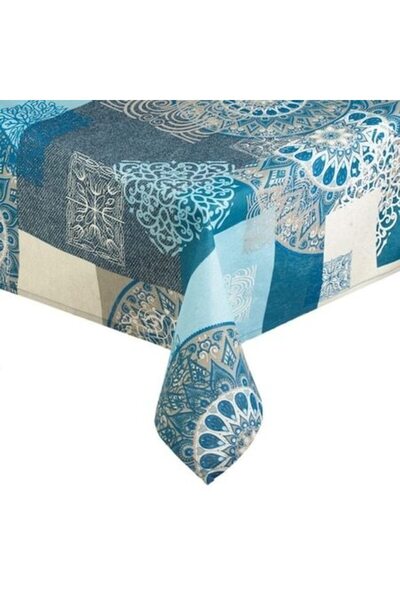 ANTBRO Față de masă Mandala bej-albastru de vară 180x140 cm – Elegantă pentru...