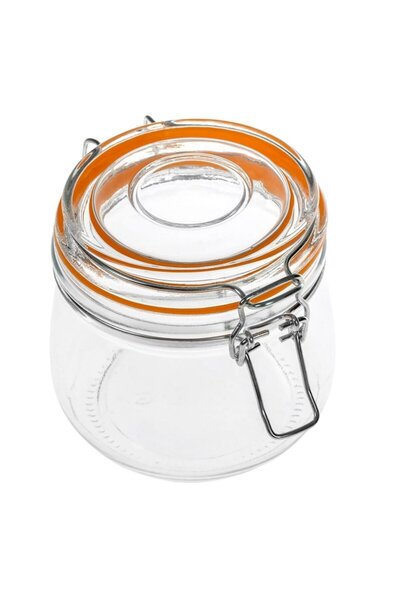 ANTBRO ® transparent glass storage jar with safety lid and silicone ring, 500 ml