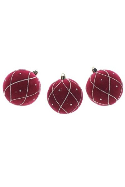 ANTBRO Set de 3 globuri de Crăciun Antbro® roșii cu sclipici auriu, plastic, ...