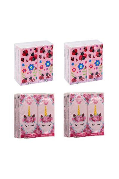OEM Set of 16 packs - Girls' tissues, 3-ply, 10 per pack, 20x20.5 cm, Unicorn & Ladybug design