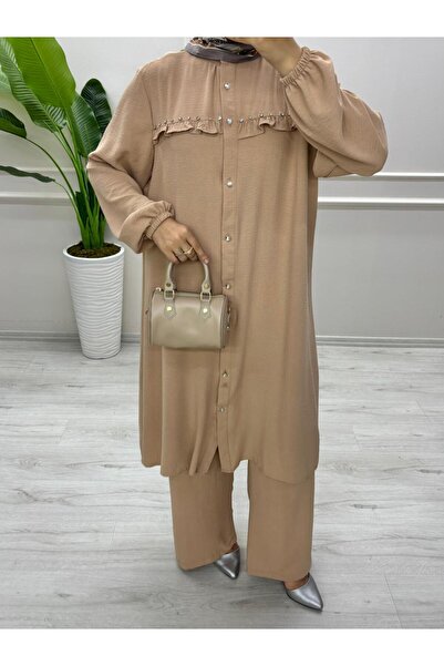 moda acar Frill Front Suit with Stone Details