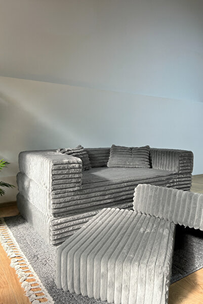 Katt Softora Plus Koltuk 2’si 1 Arada Yataklı Koltuk Katlanır Kanepe Kadife Örme Kumaş