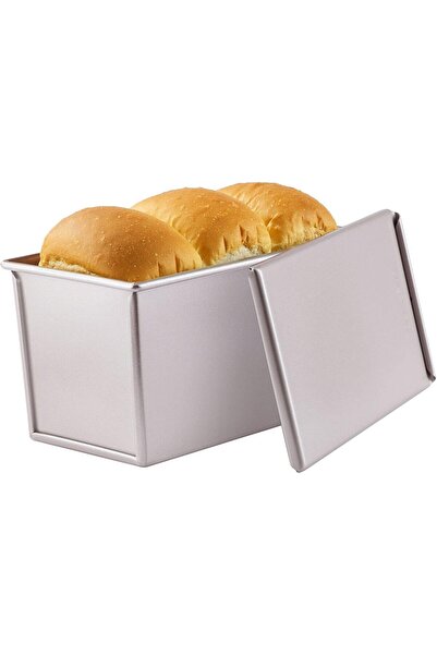 ChefMade صينية خبز بولمان بغطاء، سعة 1 رطل، مستطيلة مسطحة غير لاصقة، 4.2×7.7×...