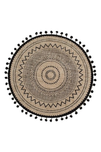 ANTBRO Farfurie rotundă maro-neagră cu pompon Antbro®, Ø38 cm – Design rustic