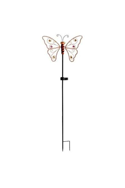 ANTBRO Solar Lamp with Bronze Metal Butterfly Figurine and 30 LEDs — Ambient Garden/Terrace Light, 75 cm