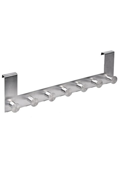 ANTBRO ® over-door hook rack with 7 round hooks, modern, stainless steel, gray, 40 cm