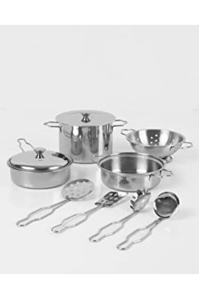 Luminoo OYUNCAK ÇOCUKLARINIZ MİNİ KİTCHEN ÇELİK TENCERE VARDEM TAVA SET RAFLI...