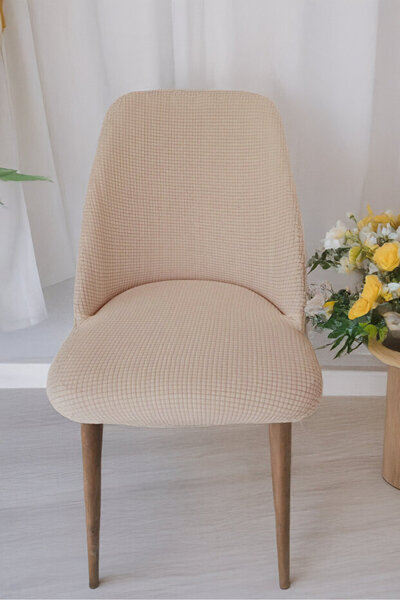 köklem Jakarlı, Pitkare Desen Büyük Oval Sandalye Kılıfı,Esnek Lastıklı Yıkanabilir Sandalye Örtüsü